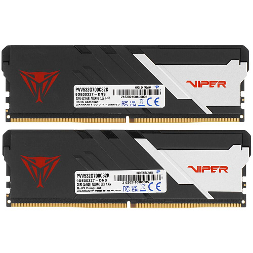 Модуль памяти DIMM 32Gb 2х16Gb DDR5 PC56000 7000MHz Patriot Memory Venom Black (PVV532G700C32K)