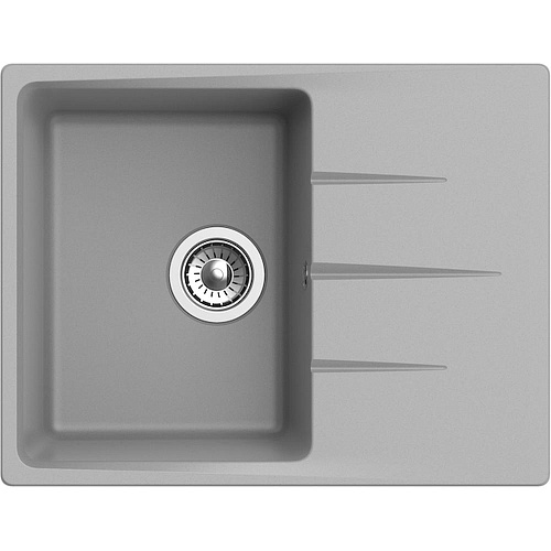 Кухонная мойка Ewigstein Elegant 45F 1-чаша + крыло 580*480мм серый металлик