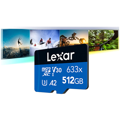 Карта памяти Micro SecureDigital 512Gb Lexar 633x SDXC class 10 (LSDMI512BB633A) + SD адаптер