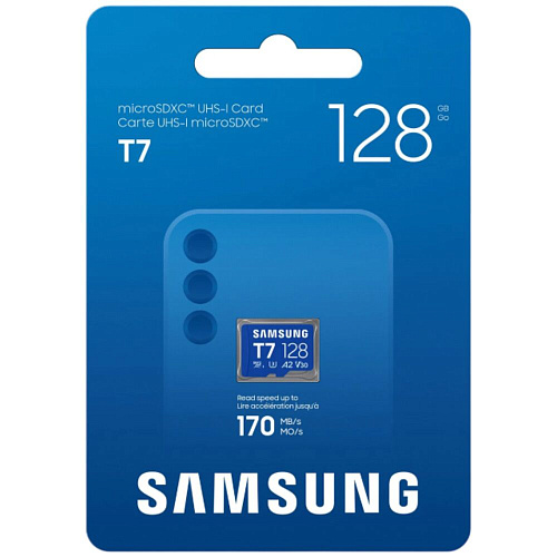 Карта памяти Micro SecureDigital 128Gb SDXC Samsung T7 class10 UHS-I U3 (MB-MB128T)