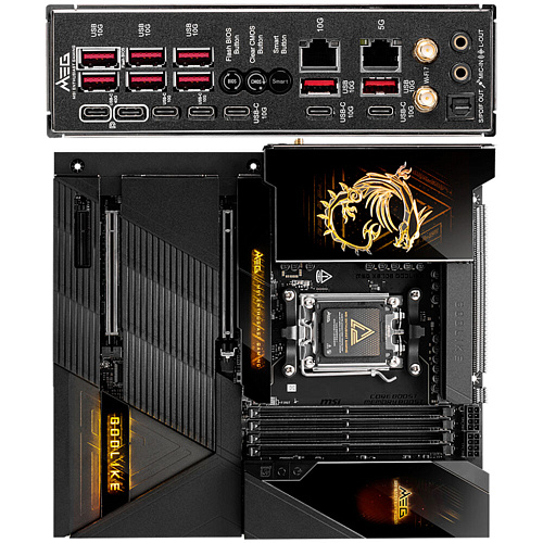 Материнская плата MSI MEG X870E Godlike Socket-AM5 AMD X870E 4xDDR5, 4xSATA3, RAID, 5xM.2, 2xPCI-E16x, 8xUSB3.2, 5xUSB3.2 Type C, DP, WiFi, 2xGlan, ATX Ret