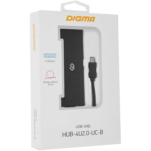 4-port Type-C Hub Digma HUB-4U2.0-UC-B черный