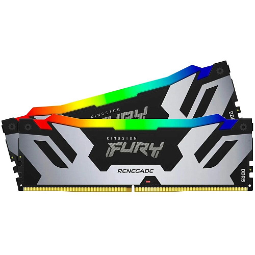 Модуль памяти DIMM 32Gb 2х16Gb DDR5 PC51200 6400MHz Kingston Fury Renegade RGB Silver (KF564C32RSAK2/32)