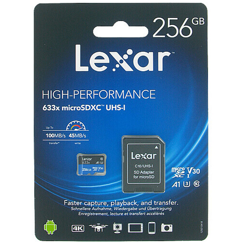 Карта памяти Micro SecureDigital 256Gb Lexar 633x SDXC class 10 (LSDMI256BB633A) + SD адаптер
