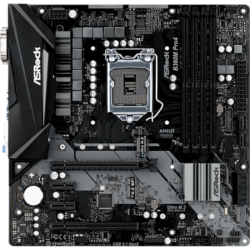 Материнская плата ASRock B360M PRO4 B360 Socket-1151, 4xDDR4, 6xSATA3, 2xM2.0, 2xUSB3.1, 2xPCI-E16x, DVI-D, HDMI, D-Sub, GLAN, mATX