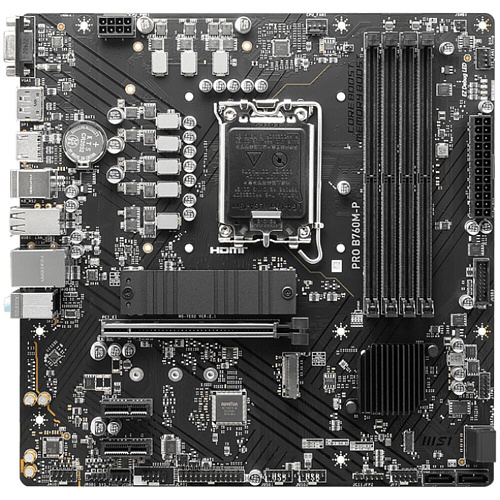 Материнская плата MSI Pro B760M-P B760 Socket-1700 4xDDR5, 4xSATA3, RAID, 2xM.2, 1xPCI-E16x, 1xUSB3.2, 1xUSB3.2 Type C, D-Sub, DP, HDMI, Glan, mATX УЦЕНКА