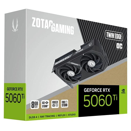 Видеокарта Zotac GeForce RTX 5060 Ti 8192Mb, Twin Edge OC 8 Gb (ZT-B50610H-10M) 1xHDMI, 3xDP, Ret