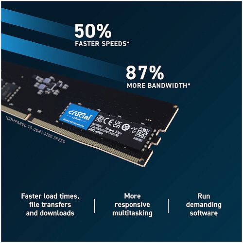 Модуль памяти DIMM 16Gb DDR5 PC38400 4800MHz Crucial (CT16G48C40U5)