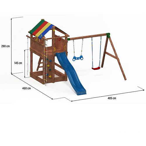 Игровой комплекс Paremo детский домик с песочницей, тентом, горкой, качелей и сдвоенными кольцами PS217