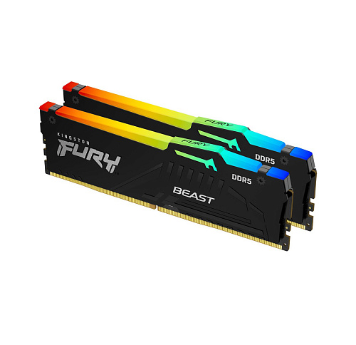 Модуль памяти DIMM 64Gb 2х32Gb DDR5 PC41600 5200MHz Kingston Fury Beast RGB Black (KF552C40BBAK2-64)