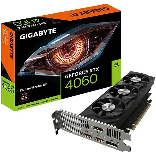 Видеокарта Gigabyte GeForce RTX 4060 8192Mb, Low Profile OC 8Gb (GV-N4060OC-8GL) 2xHDMI, 2xDP, Ret