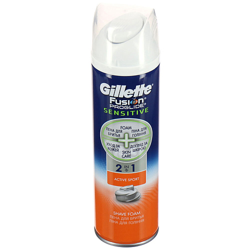 Gillette Пена для бритья Fusion Proglide Sensitive Active Sport, 250 мл., 6 шт.