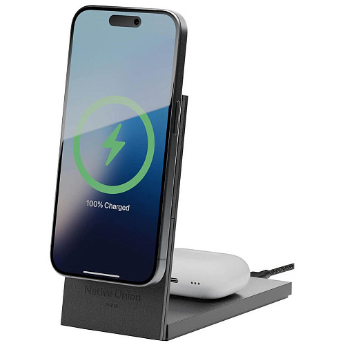 Беспроводная зарядная панель 2 в 1 Для IPhone, Airpods Native Union Rise 2-in-1 20W Black