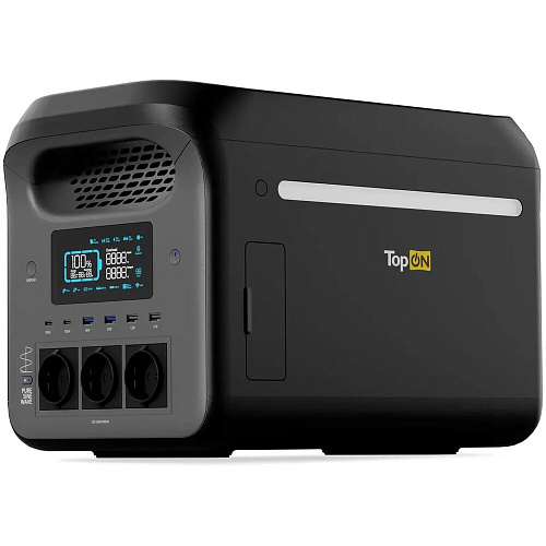 Портативная зарядная станция TopON TOP-H1800 1229Wh 384Ah 3 розетки 220 В, DC и авторозетка 12.6 В, 2 Type-C 100 Вт, 4 USB, фонарь, EPS, Wi-Fi Bluetooth