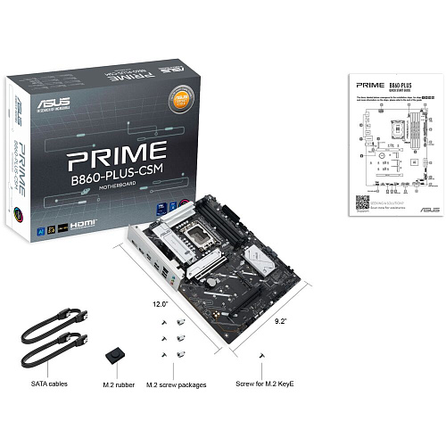 Материнская плата ASUS Prime B860-Plus-CSM B860 Soc-1851 4xDDR5, 4xSATA3, RAID, 3хM.2, 2xPCI-E16x, 3xUSB3.2, 1xUSB3.2 Type C, DP, HDMI, 2.5Glan, ATX