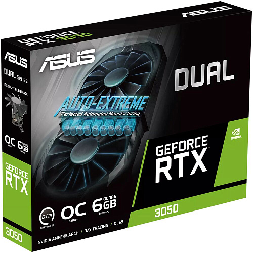 Видеокарта ASUS GeForce RTX 3050 6144Mb, Dual OC 6G (Dual-RTX3050-O6G) 1xDVI-D, 1xHDMI, 1xDP, Ret