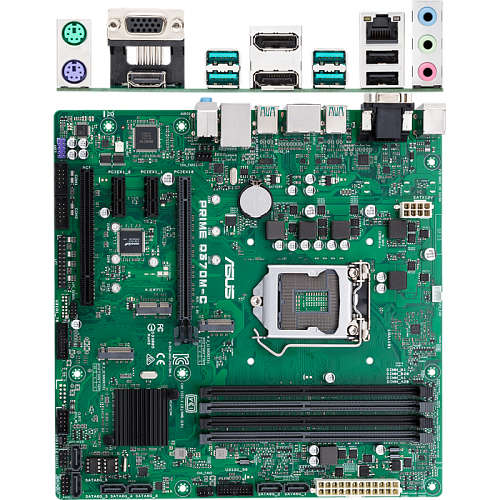 Материнская плата ASUS Prime Q370M-C Q370 Socket-1151v2 4xDDR4, 6xSATA3, RAID, 2xM.2, 1xPCI-E16x, 4xUSB3.1, D-Sub, DP, HDMI, COM, Glan, mATX