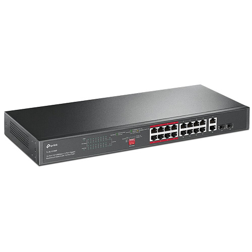 Коммутатор TP-LINK TL-SL1218MP неуправляемый 16xLAN PoE+, 2xGbLAN, 2xSFP/GbLAN
