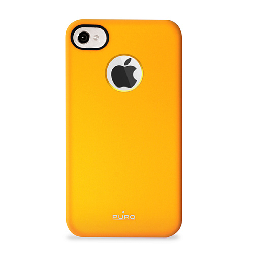 Чехол для iPhone 4/iPhone 4S PURO Soft Cover Fluorescent + пленка на экран, (пластик, желтый)