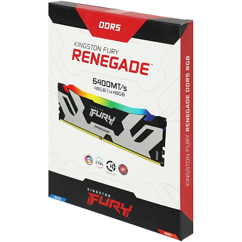 Модуль памяти DIMM 48Gb DDR5 PC51200 6400MHz Kingston Fury Renegade RGB Silver (KF564C32RSA-48)