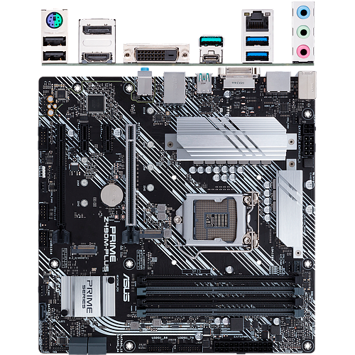 Материнская плата ASUS Prime Z490M-Plus Z490 Socket-1200 4xDDR4, 5xSATA3, RAID, 2xM.2, 2xPCI-E16x, 3xUSB3.2, 1xUSB3.2 Type C, DVI-D, HDMI, DP, Glan, mATX