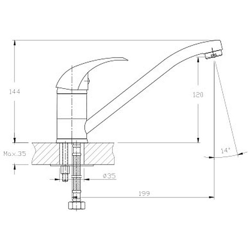 Смеситель для кухни GranFest Z3321 QUARZ для кухни D=35 мм серый