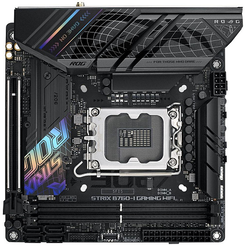 Материнская плата ASUS ROG Strix B760-I Gaming WiFi B760 Socket-1700 2xDDR5, 4xSATA3, RAID, 2xM.2, 1xPCI-E16x, 3xUSB3.2, 2xUSB3.2 Type C, DP, HDMI, WiFi, Glan, mini-ITX