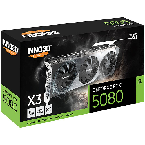 Видеокарта Inno3D GeForce RTX 5080 16384Mb, X3 16 Gb (N50803-16D7-176068N) 1xHDMI, 3xDP, Ret
