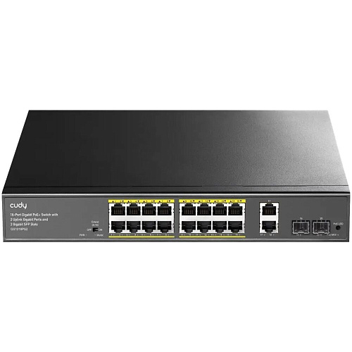 Коммутатор Cudy GS1018PS2 (L2) неуправляемый 18 портов 10/100/1000Мбит/с, 2SFP 16хPoE 200W
