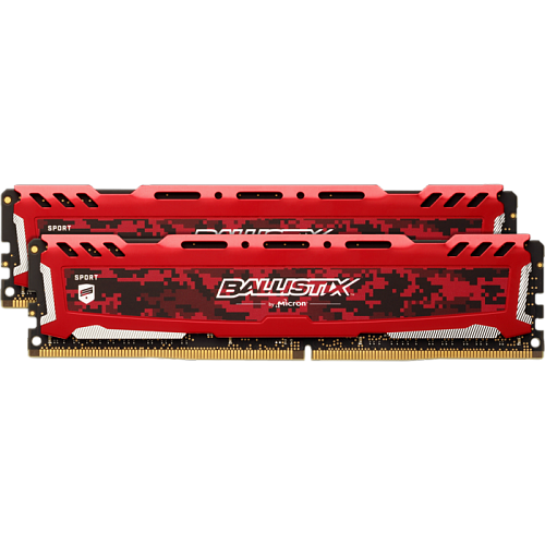 Модуль памяти DIMM 16Gb 2х8Gb DDR4 PC25600 3200MHz Crucial Ballistix Sport LT Red (BLS2K8G4D32AESEK)