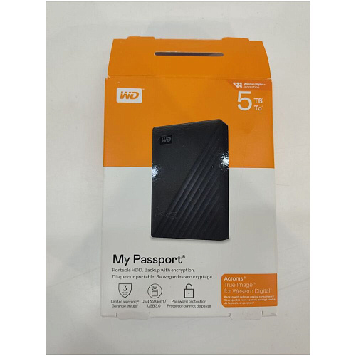 Внешний жесткий диск 2.5" 5Tb WD My Passport WDBPKJ0050BBK-WESN USB3.0 Черный УЦЕНКА
