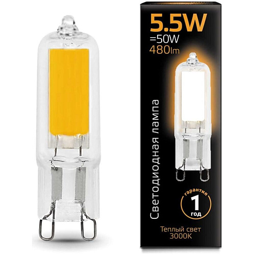 Светодиодная лампа Gauss Black LED G9 5.5W 3000K Glass 107809105
