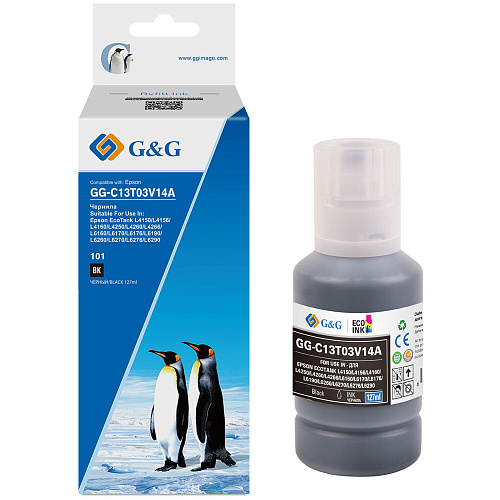 Чернила G&G GG-C13T03V14A 101BK черный пигментный 127мл для Epson L4150/L4160/L6160/L6170