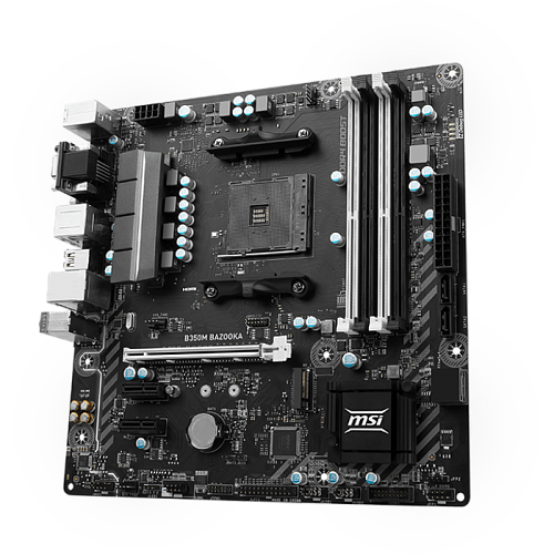 Материнская плата MSI B350M Bazooka B350 Socket AM4 4xDDR4, 4xSATA3, RAID, 1xM.2, 1xPCI-E16x, 4xUSB3.1, DVI-D, HDMI, Glan, mATX