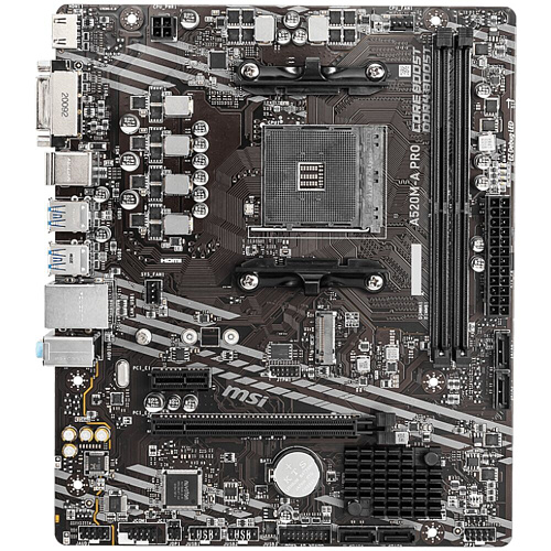 Материнская плата MSI A520M-A Pro A520 Socket AM4 2xDDR4, 4xSATA3, RAID, 1xM.2, 1xPCI-E16x, 4xUSB3.2, DVI-D, HDMI, Glan, mATX УЦЕНКА