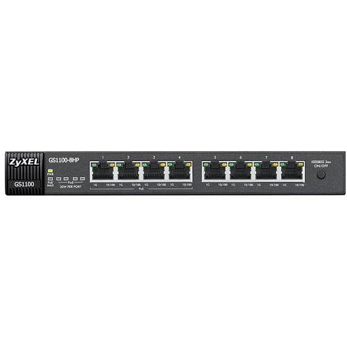 Коммутатор Zyxel GS1100-8HP, 8xGbLAN (4xPoE+)