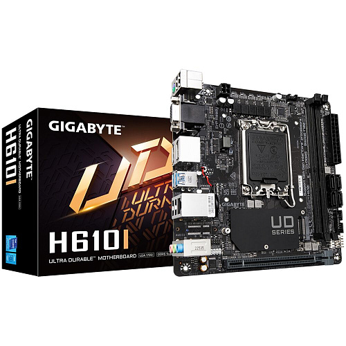 Материнская плата Gigabyte H610I H610 Socket-1700 2xDDR5, 4xSATA3, 1xM.2, 1xPCI-E16x, 2xUSB3.2, D-Sub, 2xDP, HDMI, Glan, mini-ITX
