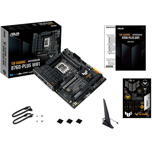 Материнская плата ASUS TUF Gaming B760-Plus WiFi B760 Socket-1700 4xDDR5, 4xSATA3, RAID, 3xM.2, 2xPCI-E16x, 4xUSB3.2, 1xUSB3.2 Type C, DP, HDMI, 2.5Glan, ATX