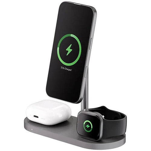 Беспроводная зарядная панель 3 в 1 Для IPhone, Apple Watch, Airpods uBear Stage Ultra Qi2.2 35W Grey