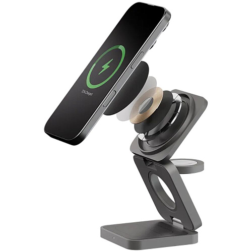 Беспроводная зарядная панель 3 в 1 Для IPhone, Apple Watch, Airpods uBear Balance Ultra Qi2.2 35W Grey