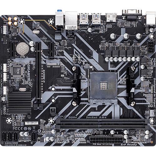 Материнская плата Gigabyte B450M H B450 Socket AM4 2xDDR4, 4xSATA3, RAID, 1xM.2, 2xPCI-E16x, 4xUSB3.1, D-Sub, HDMI, Glan, mATX