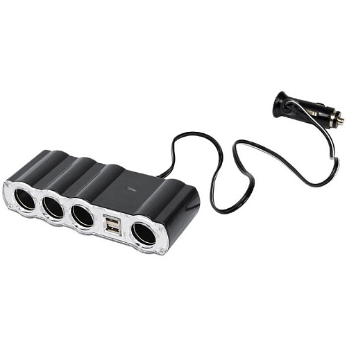Разветвитель в прикуриватель Digma DCN-12P4U2 4 входа, 2xUSB черный