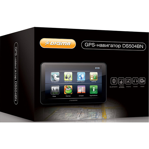 Навигатор Digma DS504BN 5" 800*480 Atlas V BT+DUN+FM 4Gb Navitel 5 RU+UA+BL