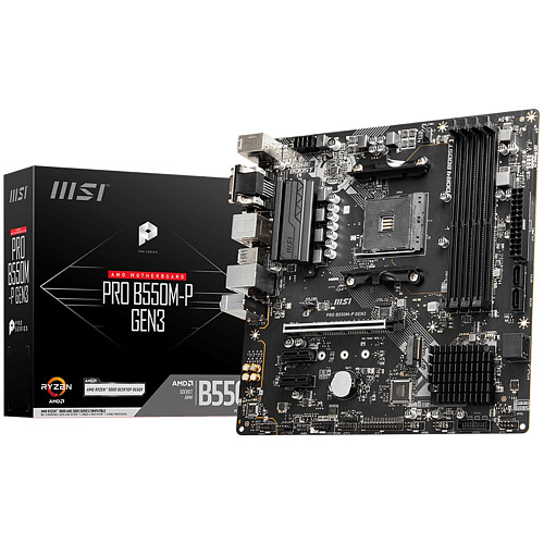 Материнская плата MSI Pro B550M-P GEN3 Socket-AM4 AMD B550 4xDDR4, 4xSATA3, RAID, 1xM.2, 1xPCI-E16x, 4xUSB3.2, D-Sub, DP, HDMI, Glan, mATX УЦЕНКА