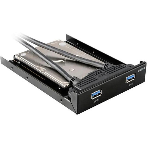Адаптер передняя панель Akasa AK-HDA-09BK 3.5" с двумя портами USB 3.0 для 2.5" SSD/HDD