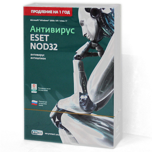 Антивирус Eset Nod32 Rus продление для 1ПК на 1 год Коробка