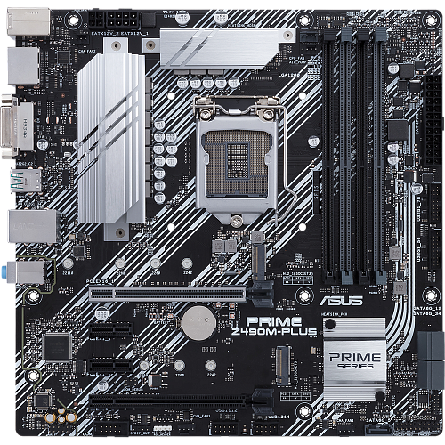 Материнская плата ASUS Prime Z490M-Plus Z490 Socket-1200 4xDDR4, 5xSATA3, RAID, 2xM.2, 2xPCI-E16x, 3xUSB3.2, 1xUSB3.2 Type C, DVI-D, HDMI, DP, Glan, mATX