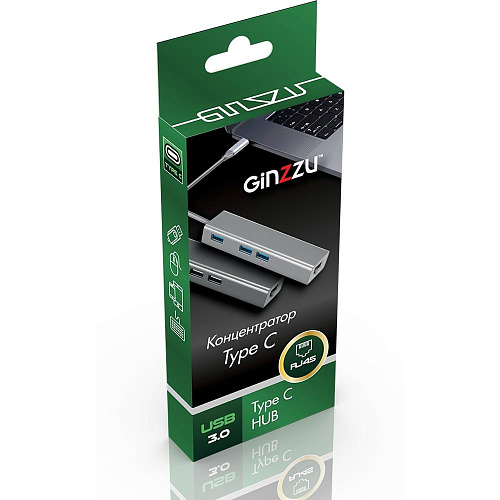 Card Reader внешний GiNZZU, (GR-872UB) Черный Type C HDMI+3xUSB3.0+U3:SD/TFx1