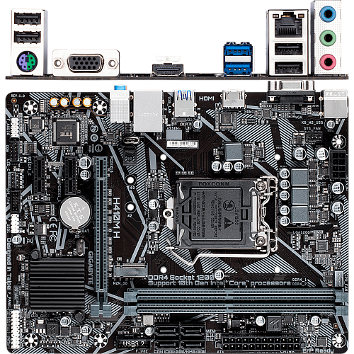 Материнская плата Gigabyte H410M H H410 Socket-1200 2xDDR4, 4xSATA3, 1xM.2, 1xPCI-E16x, 2xUSB3.2, D-Sub, HDMI, Glan, mATX
