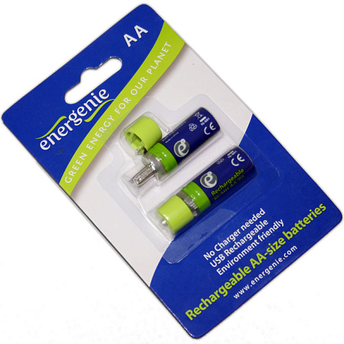 Аккумуляторы Energenie EG-BA-001 1500mAh  AA 2шт. с USB разъемом для заряда